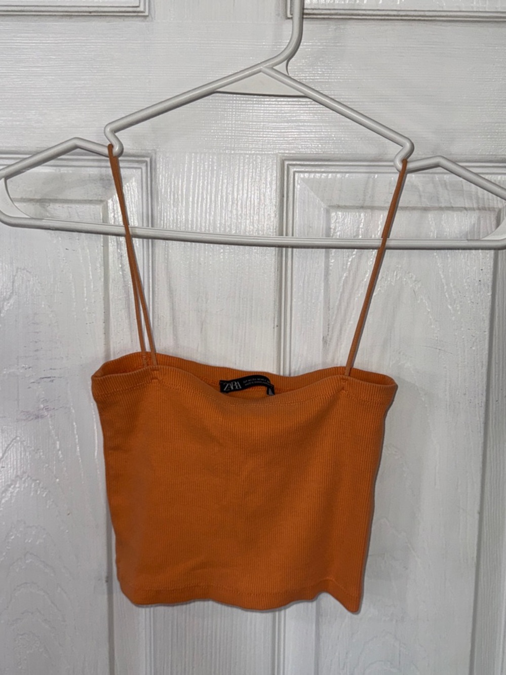 Zara Orange Ribbed Crop Cami